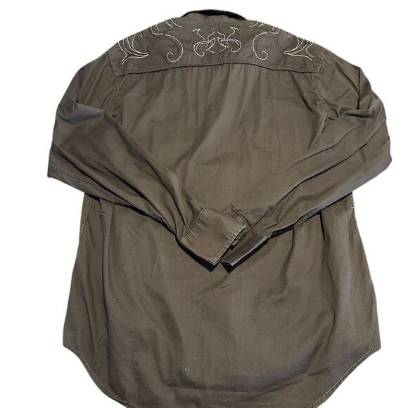 Rock & Roll Cowboy Men’s Country Western Pearl Snap Brown Stitched Design Size L - Picture 2 of 9